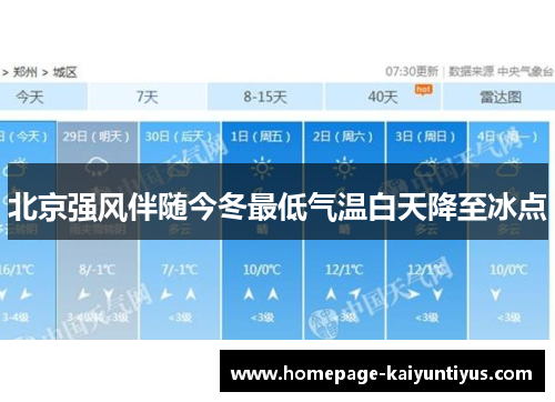 北京强风伴随今冬最低气温白天降至冰点