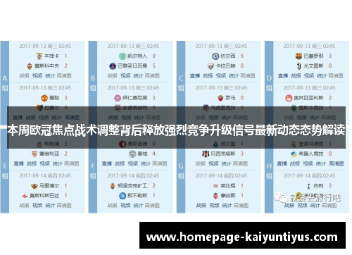 本周欧冠焦点战术调整背后释放强烈竞争升级信号最新动态态势解读 本周欧冠焦点战术调整背后释放强烈竞争升级信号最新动态态势解读